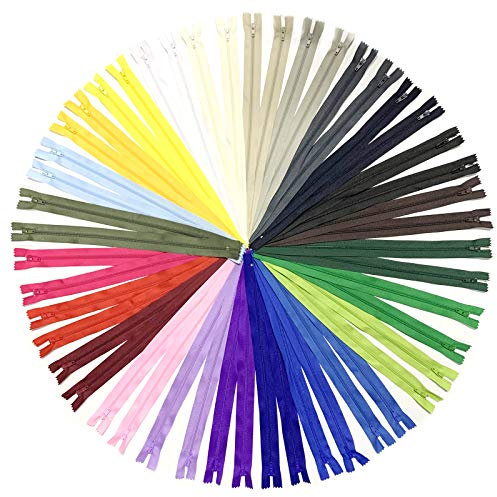 DOITEM Reißverschluss, 24 Farben Nylon Reißverschlüsse, 50cm lang, 2.5cm breit für Kleidung Tasche Mäppchen Kissenbezug, 48 Stück