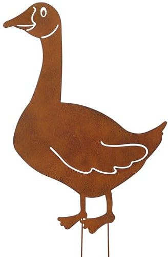 B2S BACK2SEASON Metall Stecker Gans Rost-Optik Gartenstecker Beetstecker Deko Tierfigur Höhe 39 cm + 12 cm Stäbe