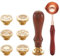 Beadthoven Wachssiegel-Stempel-Set, 6 Stück, Retro-Design, Kupferköpfe und 1 Holzgriff und 1 Wachsschmelzlöffel für Umschläge, Einladungen, Hochzeiten, Verzierungen, Geschenkdekoration