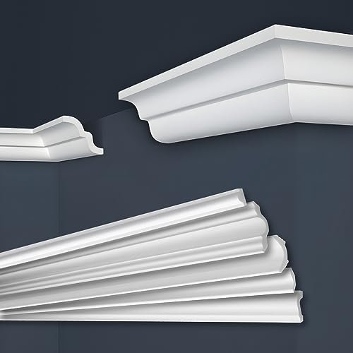 MARBET DESIGN Stuckleisten XPS Styropor weiß - Deckenleisten Stuck Decken Styroporleisten E-Leisten - (100 Meter / 1 Packung E-21)