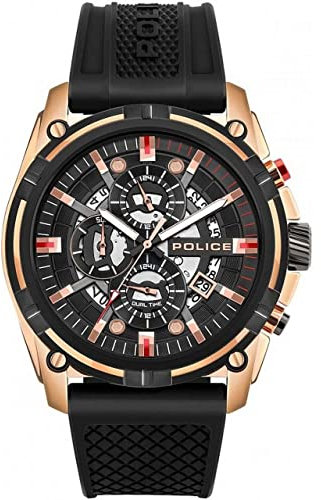Police Herren Analog Quarz Uhr mit Silikon Armband PEWJQ2003540