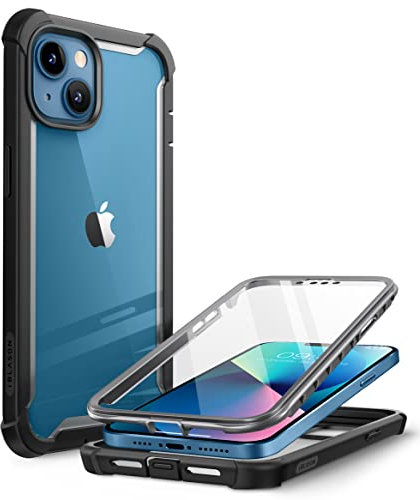 i-Blason Ares Series for iPhone 13 Mini 5G 5.4 inch (2021 Release), Rugged Clear Bumper Case With Built-in Screen Protector (Black)