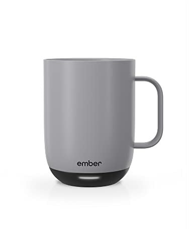 Ember Temperature Control Smart Mug 2-414 ml App-Controlled and Rechargeable Heated Coffee Mug with Intelligent LED Display, 80 Min Battery Life and Improved Design, Grey