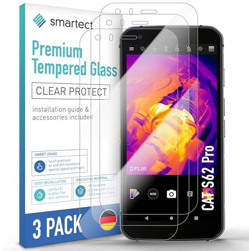 smartect Vetro Temperato [3 Pezzi, Clear] compatibile con CAT S62 Pro, Pellicola Protettiva HD Anti Graffio, Senza Bolle, Durezza 9H, 0.3mm Ultra Trasparente, Ultra Resistente