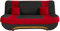 Sofa mit Schlaffunktion und Bettkasten, Couch für Wohnzimmer, Schlafsofa Federkern Sofagarnitur Polstersofa Wohnlandschaft mit Bettfunktion 194x92x94 - FEBA Schwarz + Rot (Alova 04 + Alova 46)