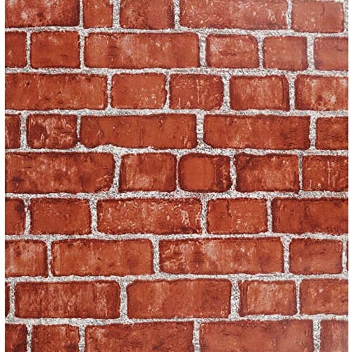 JOLIHOME Tapete Selbstklebend Ziegel Tapete Rot 44x1000cm Backstein Steintapete Wandtapete Vintage Steinoptik Tapete für KüChe Schlafzimmer Wohnzimmer