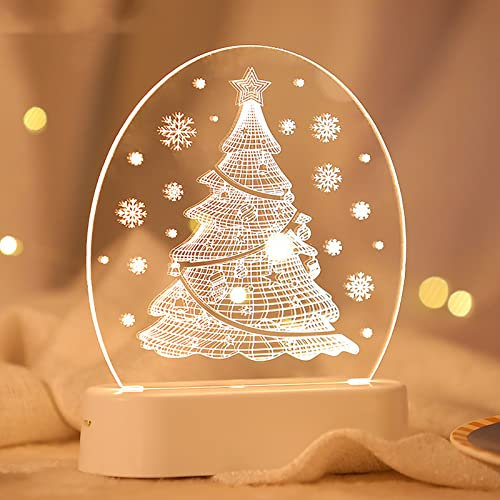 ZVO Tischlampe Weihnachtsdeko, Weihnachtsbaum Nachttischlampe LED, Batteriebetrieb & USB Mini Weihnachtsdeko Innen mit Beleuchtung Schreibtischlampe für Weihnachten Neujahr Warmweiß(Weihnachtsbaum)