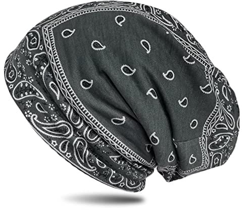 WANSSY® Damen Herren Unisex Uni Farbe Beanie mit Färbemuster Federmuster Fashion Einheitshröße Kopfbedeckung (Grau)