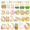 CASSIECA 32 Paar Gold Perlen Ohrringe Set für Damen & Mädchen - Mode Kettenglied Creolen Ohrstecker Tropfen Ohrringe Boho Statement Acryl Creolen Hypoallergen Geburtstagsfeier Schmuck Geschenk