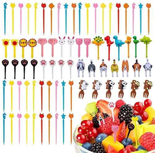 77 Mini Tenedores De Fruta Caja Bento Animal Lindo Tenedores Decorativos Reutilizables Palillos Frutas De Palitos Pequeños Fruta Adecuado Loncheras Para Pasteles, Postres Fiestas
