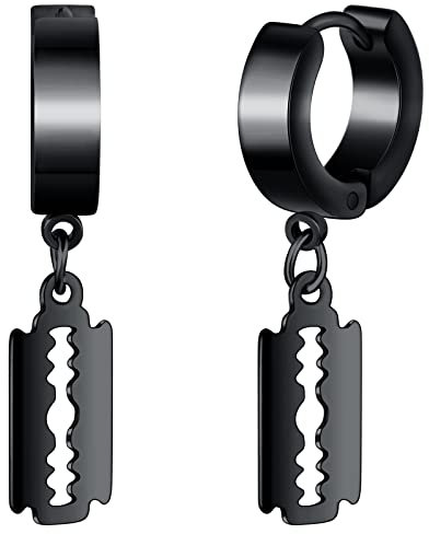 feilok Edelstahl Creolen Männer Ohrstecker Ohrpiercing Ohrstecker für Frauen Damen Ohrringe mit Anhänger Rasierklinge