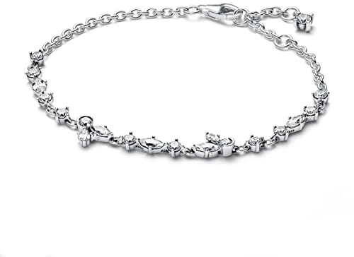 PANDORA Timeless Funkelndes Herarium Cluster Kettenarmband aus Sterling-Silber mit Cubic Zirkonia in der Farbe Silber, Timeless Kollektion, 16cm, 592631C01-16