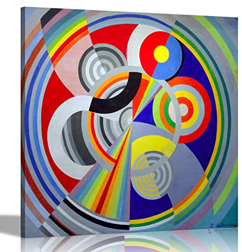 Artley Prints - Rhythmus No. 1 von Robert Delaunay Leinwand-Kunstdrucke | Wohnkultur Zeitgenössische Modenbilder für Wohnzimmer, Schlafzimmer, Lounge, Büro 86 x 86 cm (34 x 34 Zoll)