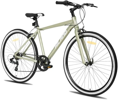 Hiland 28 Zoll 700C Trekking Bike Cityrad Damenrad 7 Gang Tiefem Durchstieg Hybrid Fahrrad Pendlerfahrrad für Frauen grün