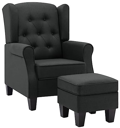 vidaXL Sessel mit Fußhocker Dunkelgrau Stoff