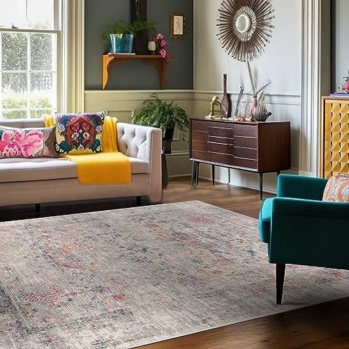 Mazovia Bunte Teppiche - Vintage Bunt Teppich für Wohnzimmer, Esszimmer, Schlafzimmer - Kurzflor Niedrigflor Pflegeleicht Oeko-TEX - Multi Mehrfarbig - Versch. Größen - 80 x 150 cm