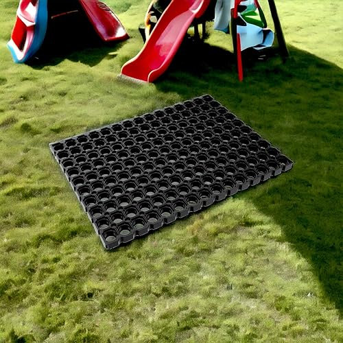 4All Rubber Door Mat 40x60cm – Heavy Duty Door Mats Outdoor with Drainage Holes and Wrought Iron Look – Anti-Slip Outdoor Mat for Entry, Garden, Porch, Backdoor or Caravan Use (Pack of 1)