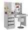 Vicco Schminktisch Sherry, Weiß Hochglanz, 120 cm mit LED Beleuchtung, Hocker und Spiegelregal