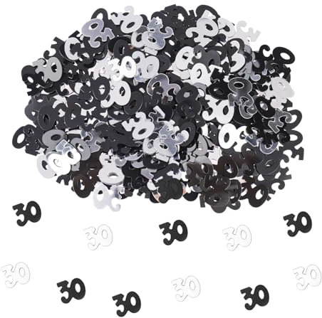 VIKY® Konfetti 30 Geburtstag Deko,Tischdeko 30. Geburtstag Frauen Männer,30. Geburtstag Deko Konfetti Schwarz Silber,Streudeko 30 Geburtstag Confetti,Deko 30 Geburtstag,30 Jahre Geburtstag Party Deko