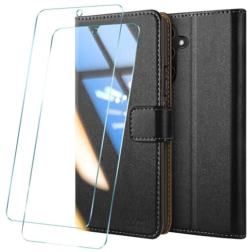 HOOMIL Handyhülle für Samsung Galaxy A54 5G Hülle mit Schutzfolie, Premium Leder Case Klappbar Schutzhülle für Samsung A54 5G - Schwarz