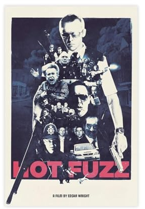 ALNILA Filmposter Hot Fuzz 4 auf Leinwand, Schlafzimmer-Dekor, Sportlandschaft, Büro, Raumdekoration, Geschenk, ungerahmt, 30 x 45 cm