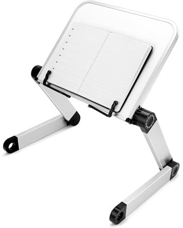 QWORK® Soporte para Libros Ajustable, Soporte de Lectura de aleación de Aluminio, Soporte para Libros de Cocina, Plegable, Blanco