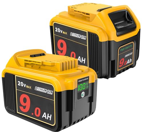 20V Battery Replacement for Dewalt 20V Battery 9.0Ah - High Capacity, Compatible with Dewalt 20 Volt Tools & Chargers 2-Pack