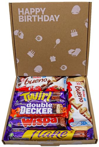 Happy Birthday Celebrations Chocolate Gift Box, Birthday Sweet Treats for Kinds and Adults, Big Size Bars in Letterbox Friendly Packaging, All Birthdays, 12th, 18th, 21st