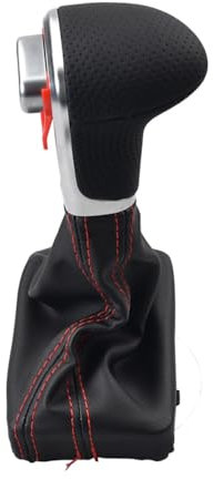 Pomo de palanca de cambios automático con funda de palanca de cambios negra transpirable, transmisión de costuras rojas para Au-di A3 A4 A5 A6 Q5 Q7 2004 2005 2006 2007 2008 2009 2010 2011 2012 2013