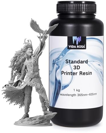 VIDAROSA 3D Druckerharz 1KG, LCD Photopolymerharz für LCD/DLP 3D-Druck, Standard-UV-405-nm-Aushärteharz, geringer Geruch, hohe Präzision, Grau