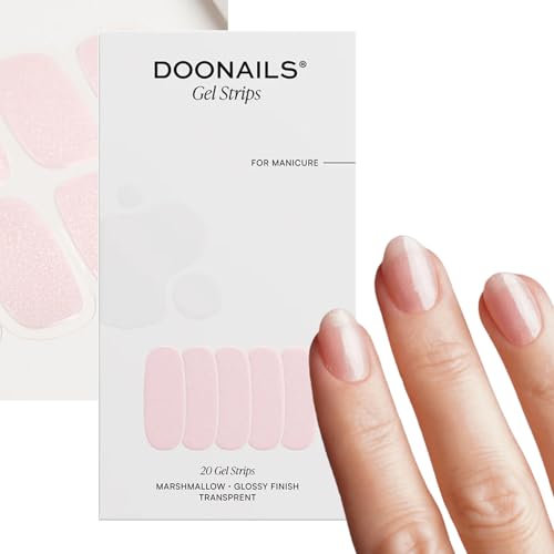 Doonails – Gel Folien Marshmallow – 20 UV Gel Strips in 9 Größen mit Extra-Länge – Nagelfolien selbstklebend & UV härtend – Nagelaufkleber mit bis zu 14 Tagen Halt