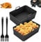 Air Fryer Liners, 2Pcs 21 * 18 * 6.8CM Rectangle Silicone Air Fryer Liner with 2Pcs Oil Brush Food Grade Silicone Reusable Air Fryer Accessories for Basket Pot Oven and Microwave
