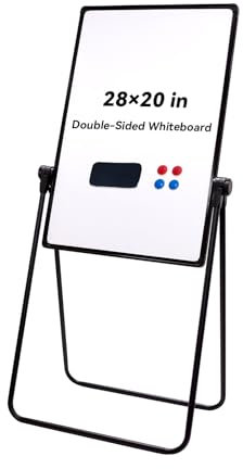 Betorcy Magnetisches Whiteboard mit Ständer, 71,1 x 50,8 cm, doppelseitig, trocken abwischbar, höhenverstellbar, Flipchart-Staffelei, tragbares, faltbares U-stehendes Whiteboard für Klassenzimmer,