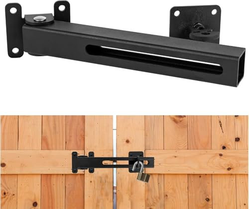VANROUG Loquet de porte à rabat avec trou de cadenas, verrou de porte de sécurité, verrou de porte de grange réglable pour porte battante, clôture en bois extérieure, abri de jardin, garage, cour,