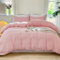 Housse de Couette 200x200cm Seersucker Rayures Unie Rose Gaufré Rayé Structuré Adulte Ado Doux Confortable Elegant Parure de lit 2 Personnes Rayé avec 2xTaie d'oreiller 65x65 avec Fermeture Éclair