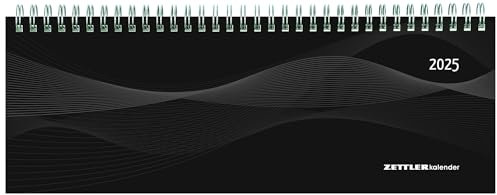Tisch-Querkalender PP-Cover schwarz - Kalender 2025 - ZETTLER Kalender - 1 Woche 2 Seiten - Format 29,7 cm x 10,5 cm