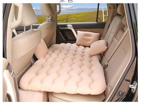 AcarKing Luftmatratze Auto 130 * 70 cm Universal Auto Aufblasbare Reise Matratze Bett Für Rücksitz Multi Funktionale Sofa Kissen Outdoor Camping Matte Kissen Auto Zubehör(Beige)