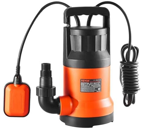 VEVOR Pompa ad Acqua Sommergibile 700 W Pompa Acque Scure Portata Elevata 18184,36 L/H Prevalenza 10,1 m con Cavo di Alimentazione per Scaricare l'Acqua dalla Piscina Stagno da Giardino Seminterrato