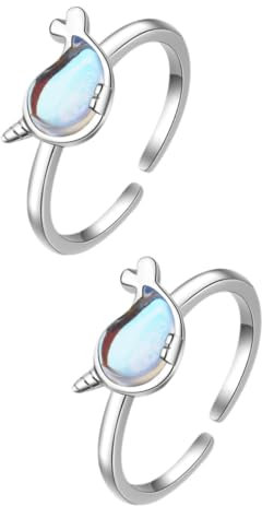 DEARMAMY 2 Stück Walring Metallring Damen Fingerring Tierringe Ring Schmuckring Dekoration Öffnungsring Damen Verstellbarer Ring Fingerringe Für Damen Verstellbarer Fingerring