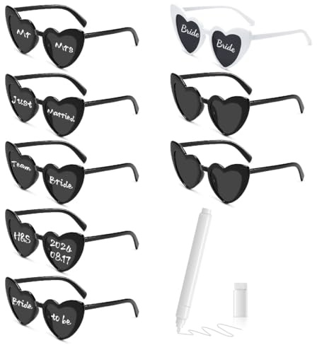 MorLuks Herz Sonnenbrille mit Stift, JGA Sonnenbrille, DIY Herzbrille, Sonnenbrille Hochzeit, Vintage Herzform Brille für Junggesellenabschied Geburtstags Party Halloween Karneval