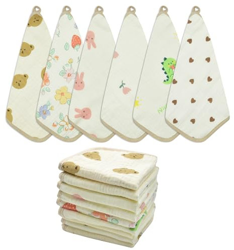 FZSECRIU Gants de toilette en mousseline douce pour bébé - Cadeau de naissance