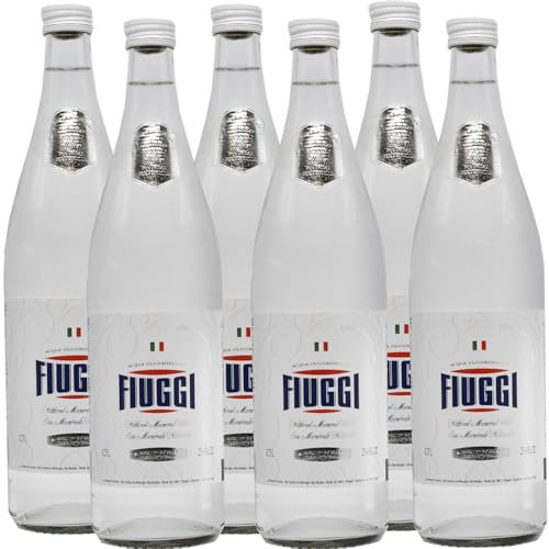 Acqua Naturale | Fiuggi | 6 Bottiglie Vetro 75Cl | 100% Plastic Free | Edizione Vintage | Ristorazione | Vuoto a Perdere
