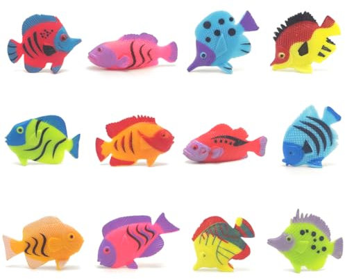 AYVRUOP 24 Stück Künstliche Fisch Deko Für Aquarien Kunststoff Fische Kleine Künstliche Fisch Aquarium Ornamente Blasenröhren Mehrfarbige Kleine Tropische Fisch Deko(Farbe Zufällig)
