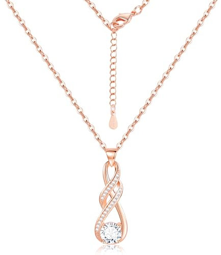 ALEXCRAFT Collane Lunghe Donna Collana Amicizia Con Pietra Collana Girocollo Oro Rosa Brillantini