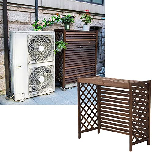 AILZCFX Freestanding Air Conditioner Fence Screen for Plant Storage, Solid Wood Balcony Air Conditioner Cover, Decorative Outdoor Rack Storage Shelf, Wooden Heat Pumps Flower Stand, Anti-Corrosion,