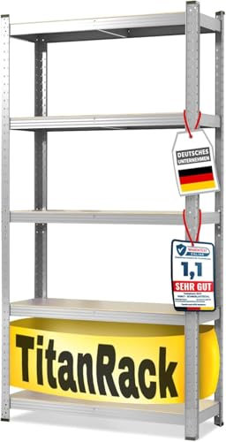 KARAT Schwerlastregale für Garage, Keller, Werkstatt - Steckregal - Weitspannregal - Lagerregal - Kellerregal - Eckregal - Reifenregal - Gitterregal (Verzinkt, 180 x 120 x 45 cm)