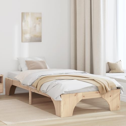 vidaXL Bettgestell Massives Kiefernholz 75 x 190 cm Massivholz Kiefer, Moderne Schlafstation, Flexibles Bettgestell für das Schlafzimmer, stilvolle Rahmen, stabile Struktur für entspannte Nächte