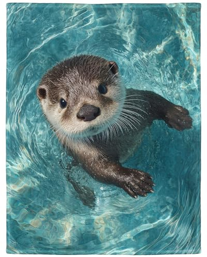 YISUMEI Kuscheldecke mit Hyperrealistischer Otter, Super weiches Fleece, Überwurfdecke für Bettwäsche Cotch Sofa, Schlafzimmer Wohnzimmer, Dekoration Decke, 125x150cm