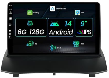 MISONDA [6G+128G] Android 14 Autoradio 8 Core Für Ford Fiesta 2009-2017 - Kabellos CarPlay/Android Auto/DSP - Kamera & MIC - 9 Zoll IPS 2 Din - RDS BT DAB SWC FM WiFi Mirror Link