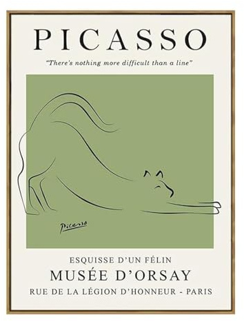 KSHAO ATHQW Pablo Picasso Wall Art Line Drawing Poster Modern Simple Painting on Canvas Picasso Cat Prints for Living Room Decor Wall Picture 20 x 30 x 1 without Frame